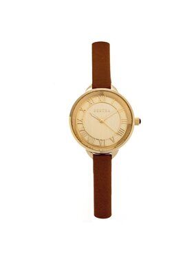 NWT Bertha Madison Gold Dial Camel Leather Ladies Watch